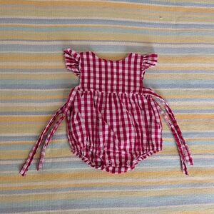 ⭐ Three Sisters Red & White Plaid Bubble Romper 9m